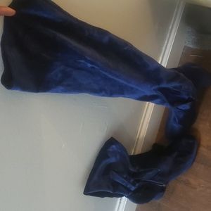 Madden Blue Velvet Knee High Boots 8.5